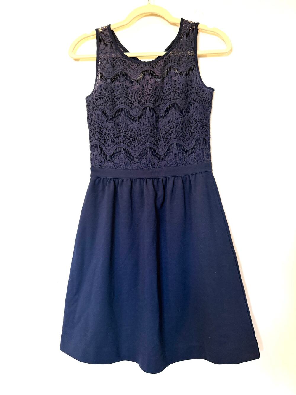 Lilly Pulitzer Rhea Navy Crochet Fit And Flare Sleeveless Dress Size XS Babydoll